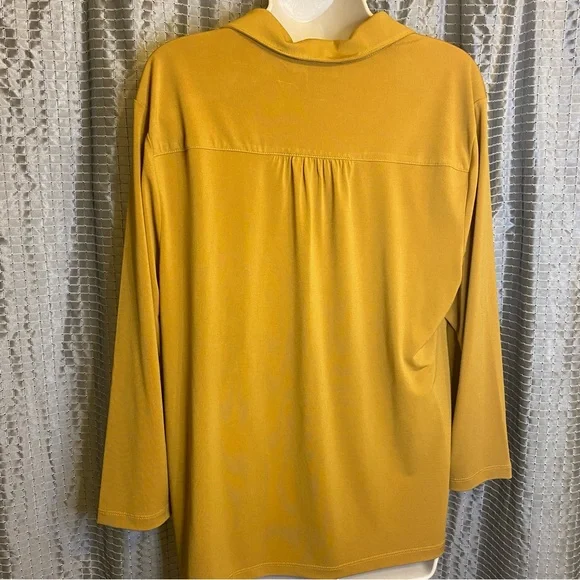 Mustard Button Down Carmen Marc Valvo Top XL - Picture 2 of 10